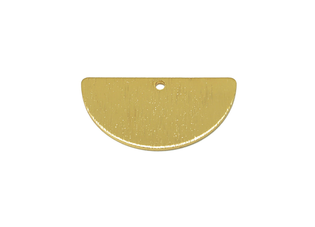 Brass Semi Circle Earring Charms - Brass Half Moon Pendant - Textured Brass For Necklace - 18k Real Gold Plated -24x13x 0.82mm - RGP4349 - DOMEDBAZAAR