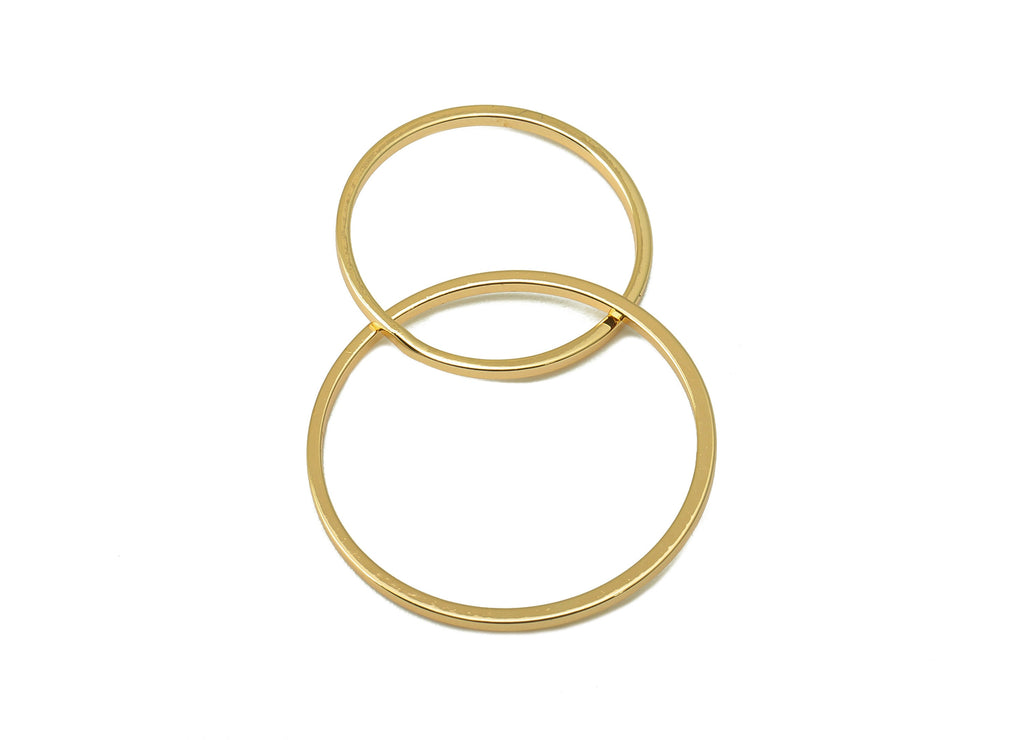 Brass Circle Earring Charms - Brass Round Earring Pendant - For Necklace - Circle Ring-18K Real Gold Plated Brass - 41.3x 25x1mm - RGP6620 - DOMEDBAZAAR