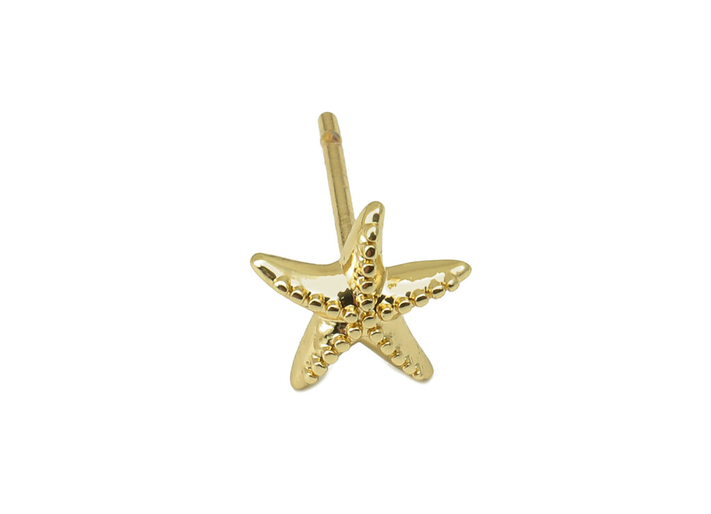 Brass Starfish Earring Stud - Ocean Star Earring Post - 18K Real Gold Plated -Surgical Stud-Jewely Findings-Earring Post -7x7x2mm- RGP5937G - DOMEDBAZAAR