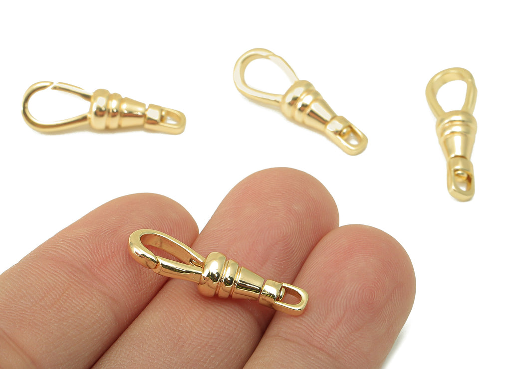 Brass Lobster Claw - Brass Gourd Clasp Charm -Brass Parrot Clasps- For Necklace - 18K Real Gold Plated - 25.84x 8.2x 2.22mm-RGP6052 - DOMEDBAZAAR