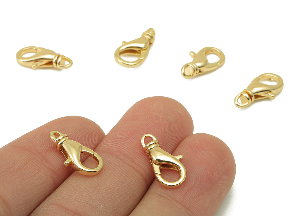 Brass Lobster Claw Clasps - Brass Parrot Clasp -Jewelry Supplies -For Necklace - 18K Real Gold Plating Brass - 15.64x 7.82x 3.97mm-RGP6086 - DOMEDBAZAAR
