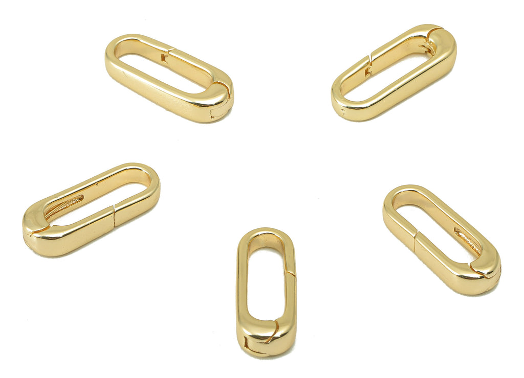 Brass Ellipse Clasp - Brass Gold Hoop Clasp - Brass Hoop Clasp- 18K Real Gold Plated -Jewelry Making - 15.83 x 6.24 x 1.1mm- RGP6089 - DOMEDBAZAAR