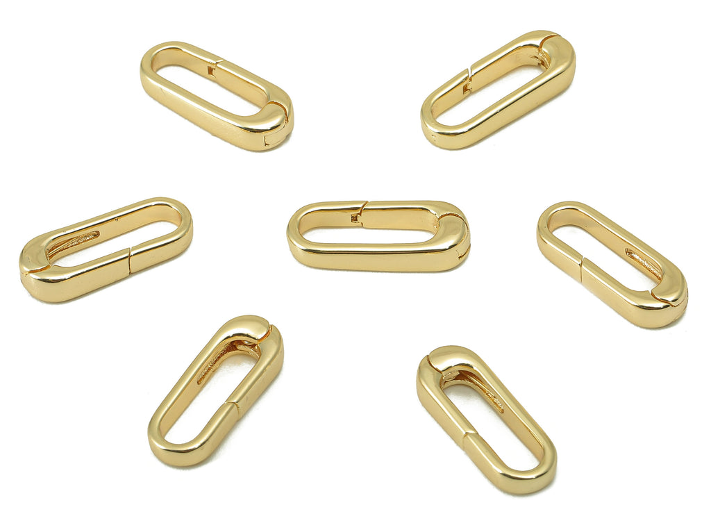 Brass Ellipse Clasp - Brass Gold Hoop Clasp - Brass Hoop Clasp- 18K Real Gold Plated -Jewelry Making - 15.83 x 6.24 x 1.1mm- RGP6089 - DOMEDBAZAAR