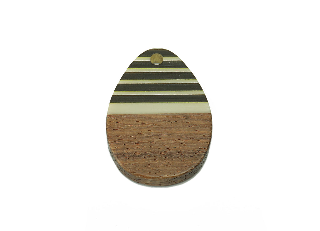 Mahogany Wood Earring Charms - Resin Teardrop Pendant - Wood Resin Drop Charm - Jewelry Supplies - 24.63 x 17.22 x 3.38mm- BB1309 - DOMEDBAZAAR