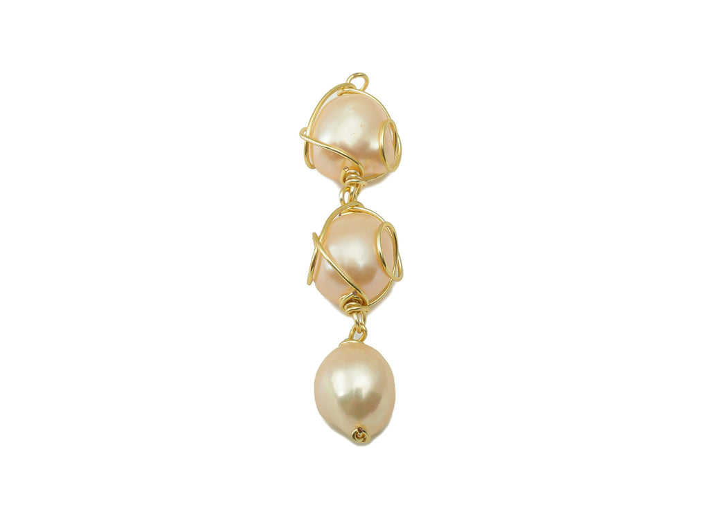 Pearl Earring Charm - White mother of pearl Connector - Hanging Pearl Earring Charm - Natural Stone - Gold Tone Plated -47.8x8.26x9mm-NS1904 - DOMEDBAZAAR
