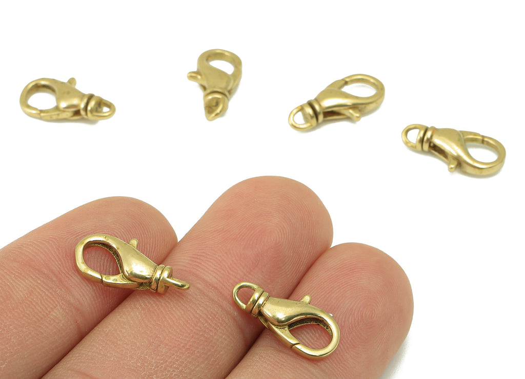 Brass Lobster Claw Clasps - Raw Brass Mini Parrot Clasp -Jewelry Supplies - For Bracelet - For Necklace - 15.96 x 8.31 x 3.96mm - PP8310 - DOMEDBAZAAR