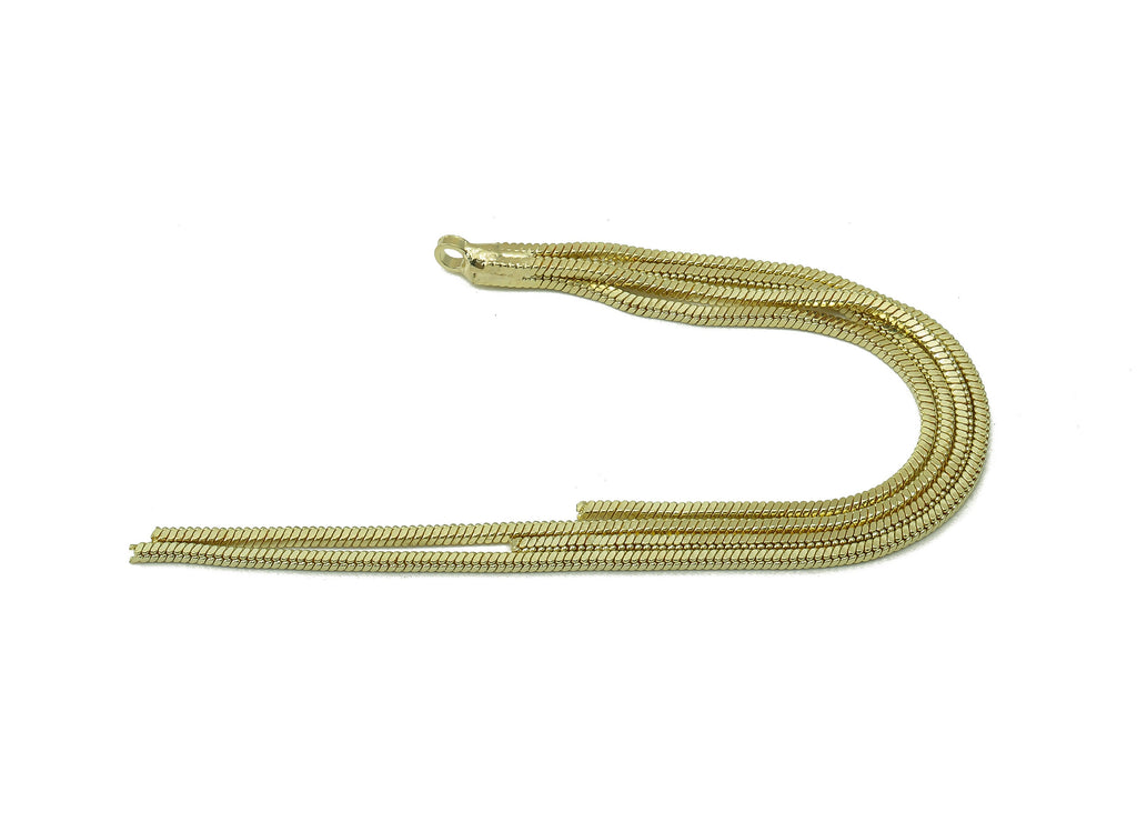 Brass Snake Earring Tassel - Gold Tone Plated Brass Earring Tassel - Gold Snake Tassel Chain - Jewelry Supplies - 100x 2.43x 2.05mm - PP8562 - DOMEDBAZAAR