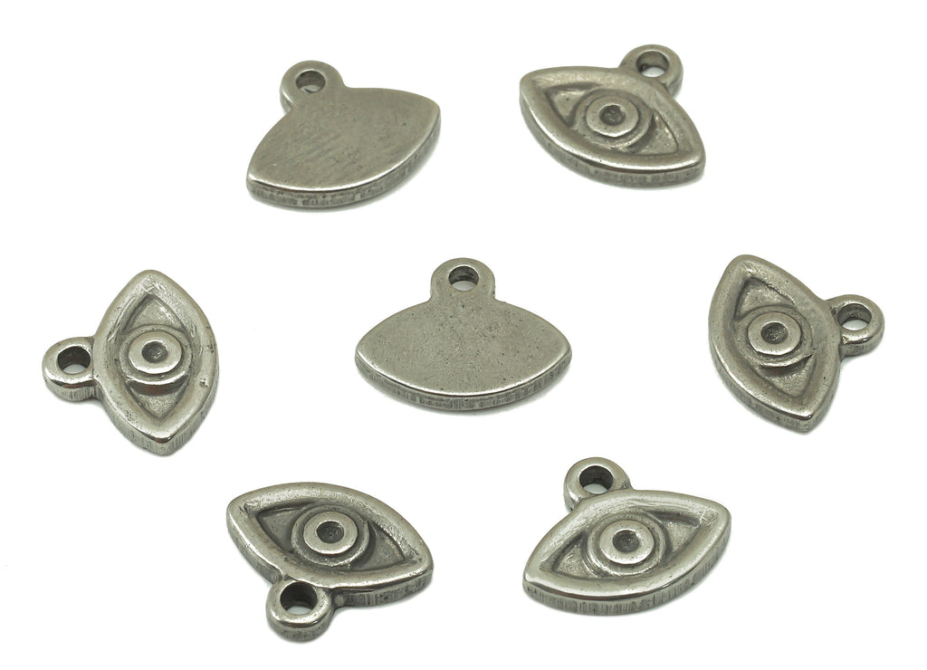 Stainless Steel Eye Earring Charm - Steel Mini Eye Charm - 304 Stainless Steel -Steel Eye Charm -10.6 x 8.7 x 1.61mm - SS1458 - DOMEDBAZAAR