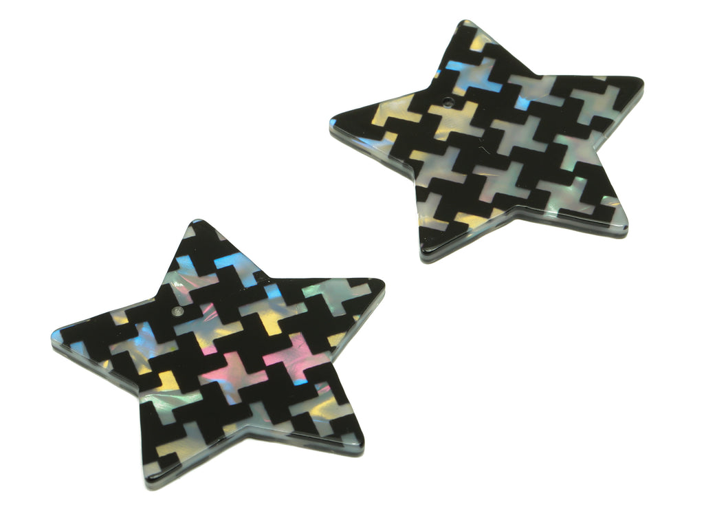 Acetates Star Earring Charms - Acetate Star Cross laser Pendant - Jewelry Supplies - Color Code: A875- 40x39.99x 2.46mm - AC2551-A880 - DOMEDBAZAAR