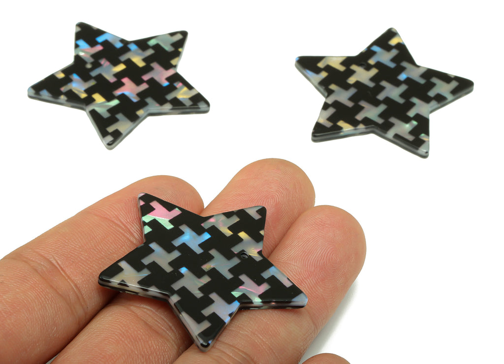 Acetates Star Earring Charms - Acetate Star Cross laser Pendant - Jewelry Supplies - Color Code: A875- 40x39.99x 2.46mm - AC2551-A880 - DOMEDBAZAAR