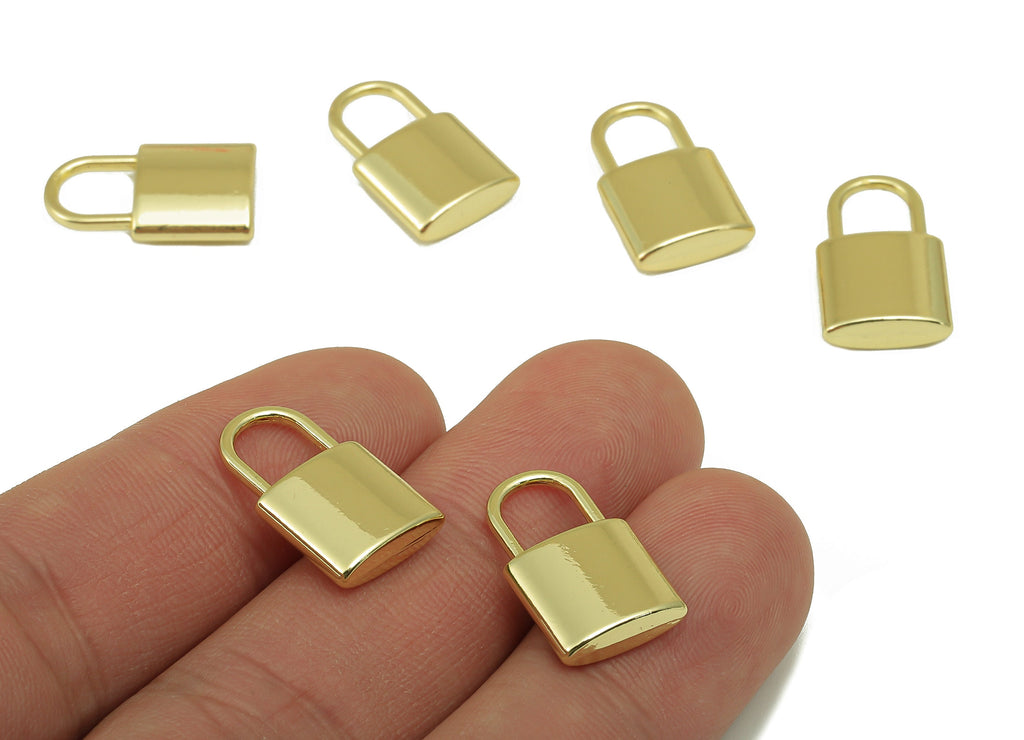 Alloy Lock Charms - Zinc Alloy Padlock Pendant - Zinc Alloy Padlock Charm - KC Gold Tone Plated Alloy - 18.39 x 10.92 x 3.94mm- ZZ2039 - DOMEDBAZAAR