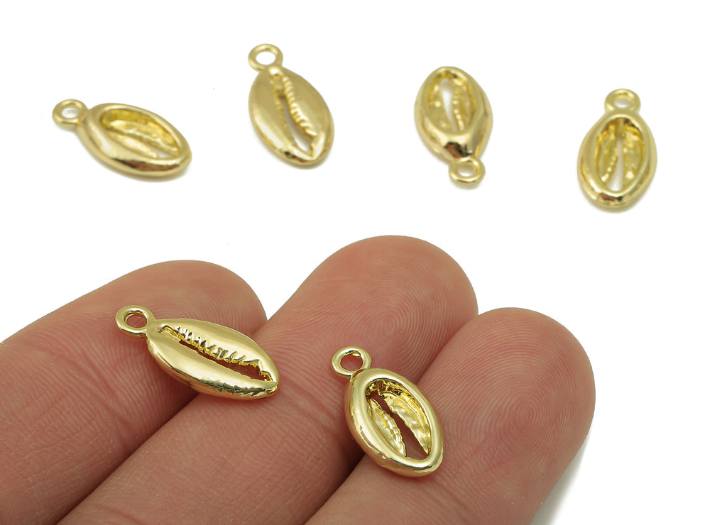 Alloy Lobster Charm - Zinc Alloy Gold Cowrie Charm - Bead Conches -Zinc Alloy Lobster Charm - KC Gold Tone Plated -17.25x8x3mm- ZZ2045 - DOMEDBAZAAR
