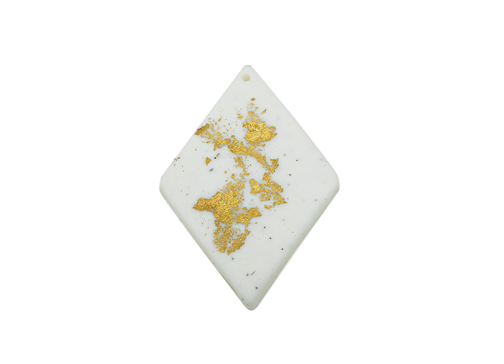 Polymer Clay Diamond Earring Charms - Polymer Clay Gold Foil Pendant - Earring Findings - Jewelry Handmade -42.79x 28.81 x 3.22mm- PC2266 - DOMEDBAZAAR
