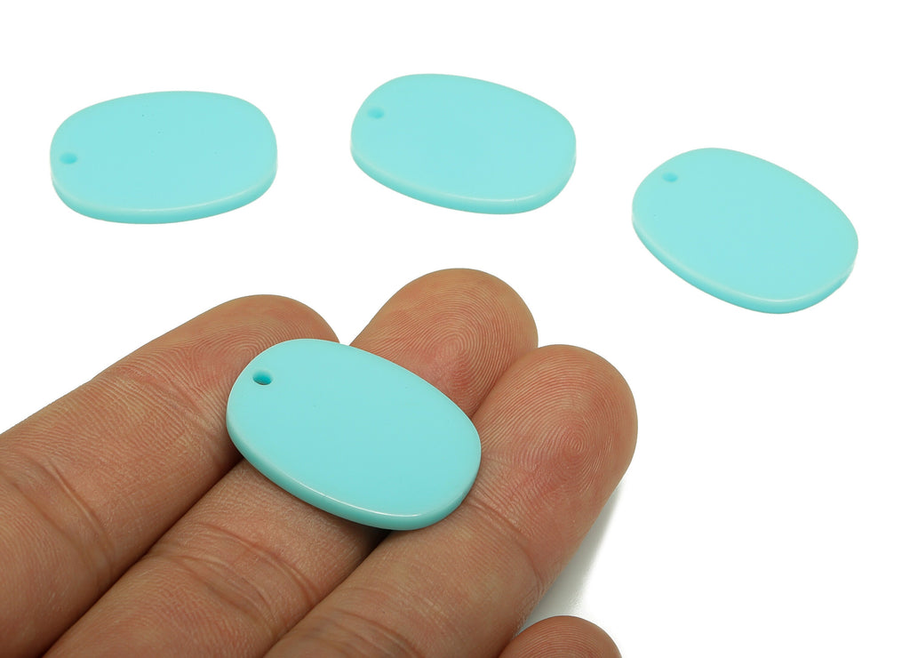 Acrylic Oval Earring Charms - Oval Blue Pendant - Earring Findings - Jewelry Supplies - Color Code: A902 - 26.45x 20.31x 2.29mm- AC1158-A902 - DOMEDBAZAAR