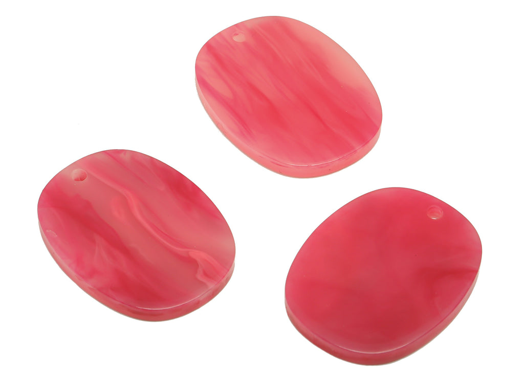 Acrylic Oval Earring Charms - Oval Pink Pendant - Earring Findings - Jewelry Supplies - Color Code: A379 - 26.29x20.3x 2.28mm- AC1158-A379 - DOMEDBAZAAR
