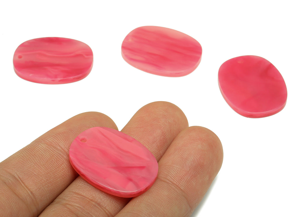 Acrylic Oval Earring Charms - Oval Pink Pendant - Earring Findings - Jewelry Supplies - Color Code: A379 - 26.29x20.3x 2.28mm- AC1158-A379 - DOMEDBAZAAR