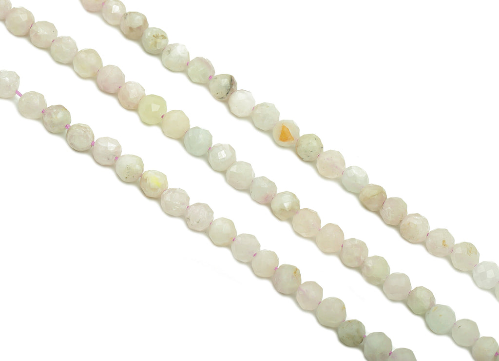 Kunzite Round Crystal Beads 4mm - 15.5 inch - Round Faceted Gemstone Beads - Natural Stone Beads - 4.33 x 4.33 x 4.38mm - NS1890 - DOMEDBAZAAR