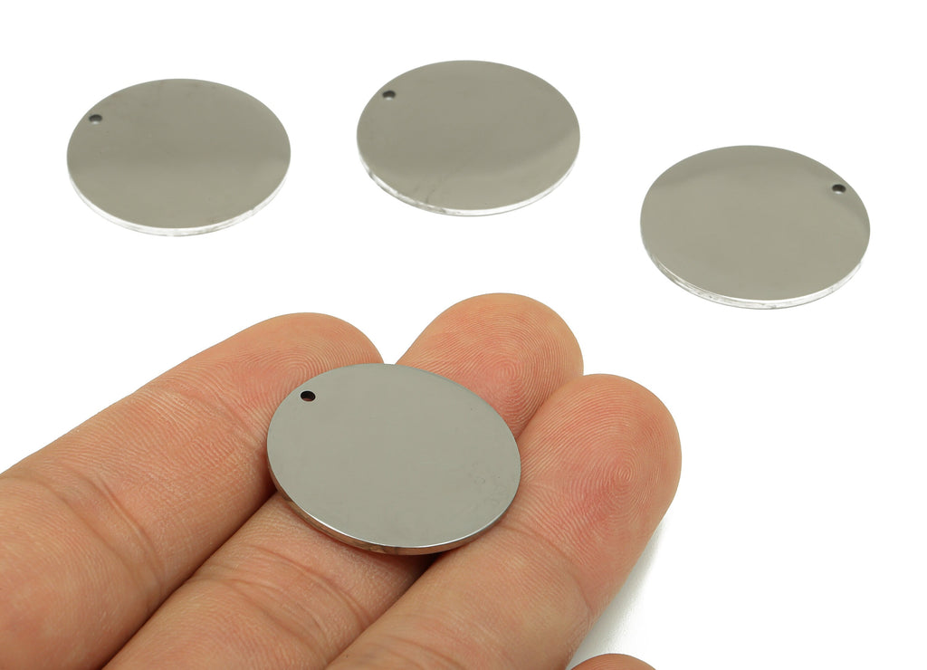Stainless Steel Round Earring Charm - Steel Circle Pendant - 201 Stainless Steel - Stamping Blank -For Necklace -25x 25x 1.15mm - SS1418-25 - DOMEDBAZAAR