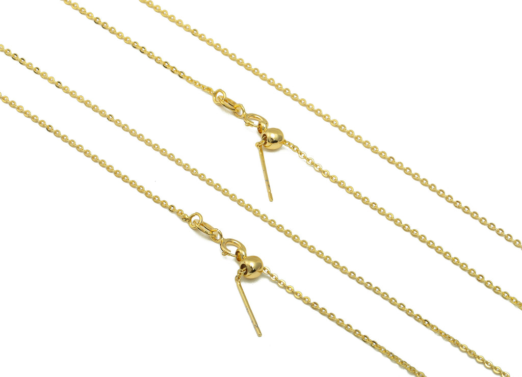 Brass Cable Chain - Finished Cable Chain - 48cm Flat Cable Chain - 18K Real Gold Plated Brass - Cable Chain - 5.71x 7.64x 0.94mm - RGP6434 - DOMEDBAZAAR