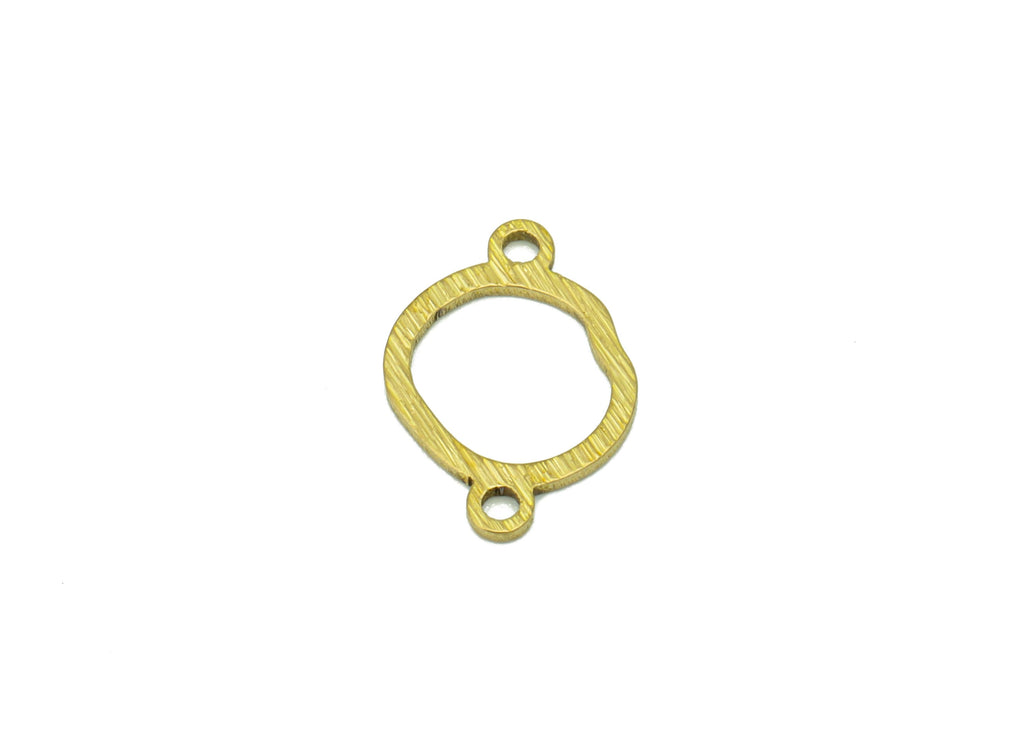 Brass Round  Earring Connector - Raw Brass Textured  Charm -Bent Round Bracelet Connector - Jewellery Supplies -13 x10x0.75mm- PP8398 - DOMEDBAZAAR