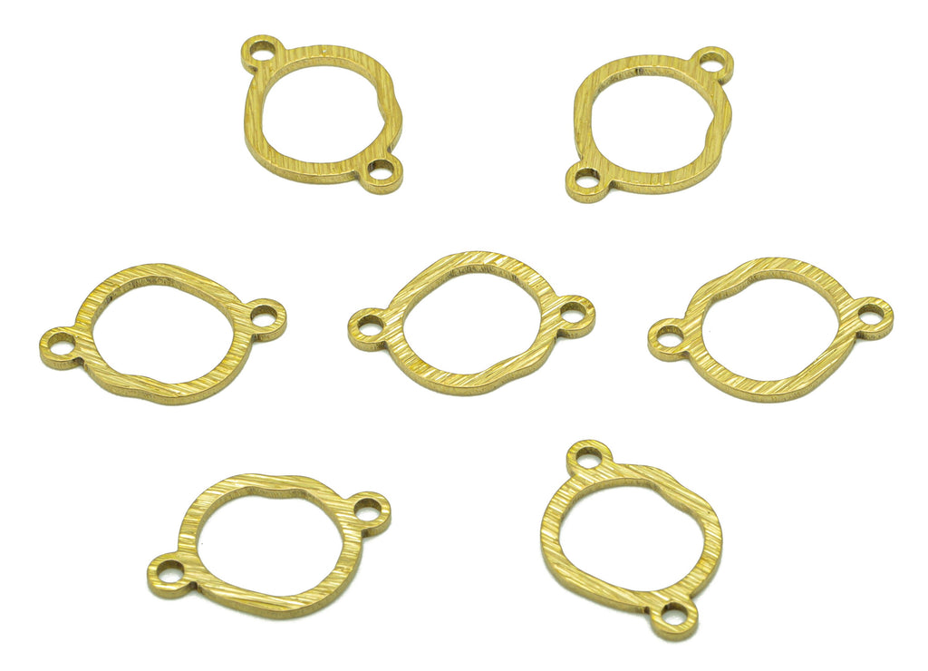 Brass Round  Earring Connector - Raw Brass Textured  Charm -Bent Round Bracelet Connector - Jewellery Supplies -13 x10x0.75mm- PP8398 - DOMEDBAZAAR