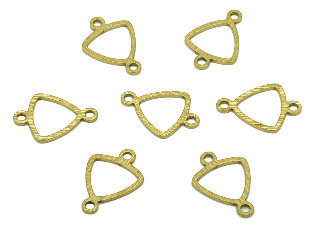 Brass Triangle  Earring Connector - Raw Brass Textured  Charm - Bracelet  Connector - Jewellery Supplies - 14 x 9x0.81mm - PP8397 - DOMEDBAZAAR