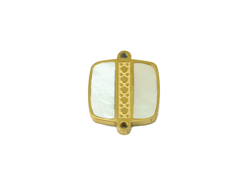 Stainless Steel shell - Oval Square Connector - Shell Bracelet Connector - For Necklace - 18K Real Gold Plated - 13 x 9.72 x 1.4mm- RGP6427 - DOMEDBAZAAR