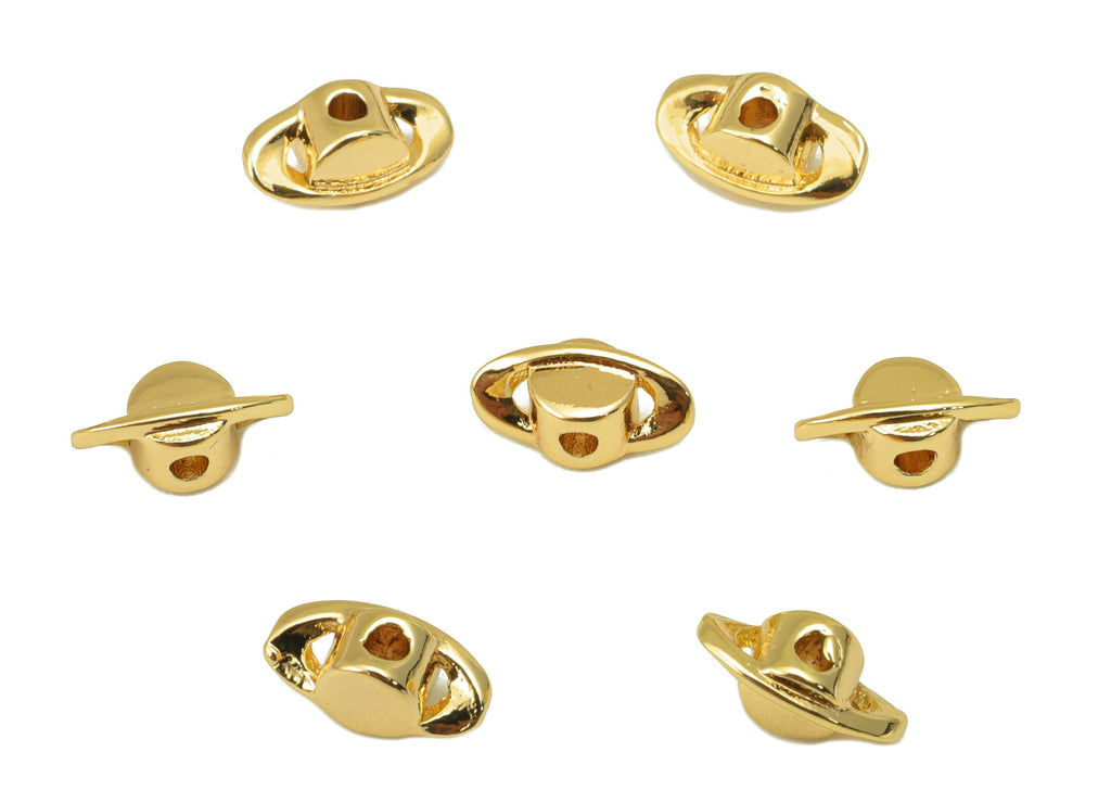 Brass Earth Spacer Bead - Brass Mini Earth Charms - Gold Earth Pendant - for Necklace - 18K Real Gold Plated - 8.09x 4mm x 3.23mm- RGP6433 - DOMEDBAZAAR