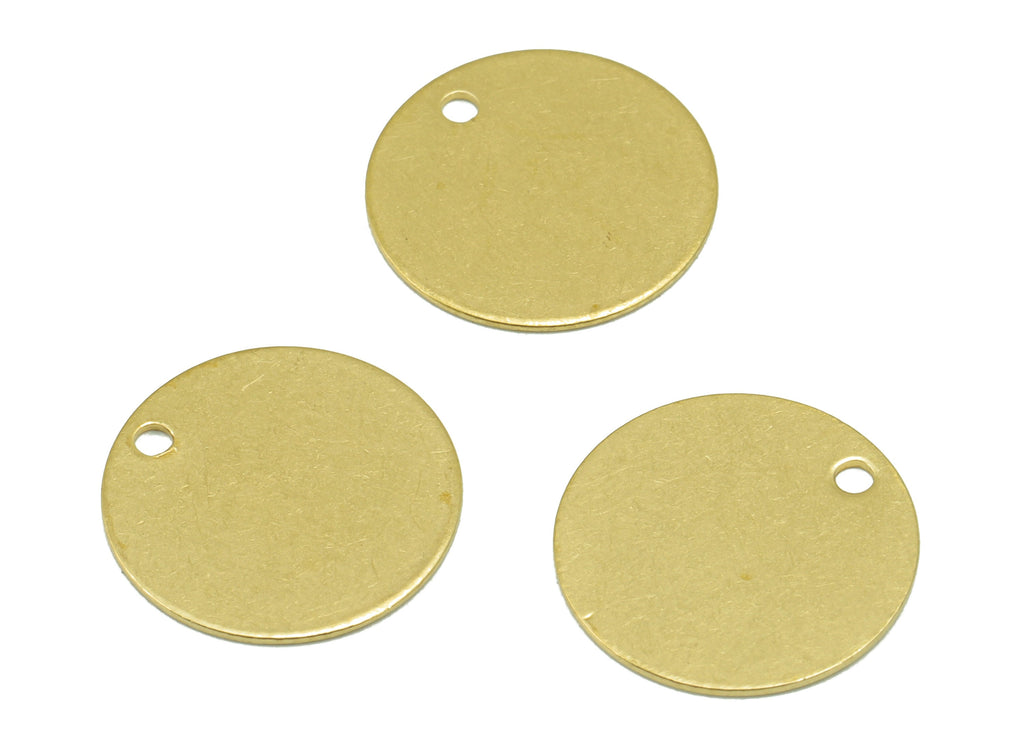 Brass Round Charm - Raw Brass Circle Pendant - Stamping Blank Earring Charm - For Necklace -For Bracelet -14.04x14 x 0.5mm- PP8593 - DOMEDBAZAAR