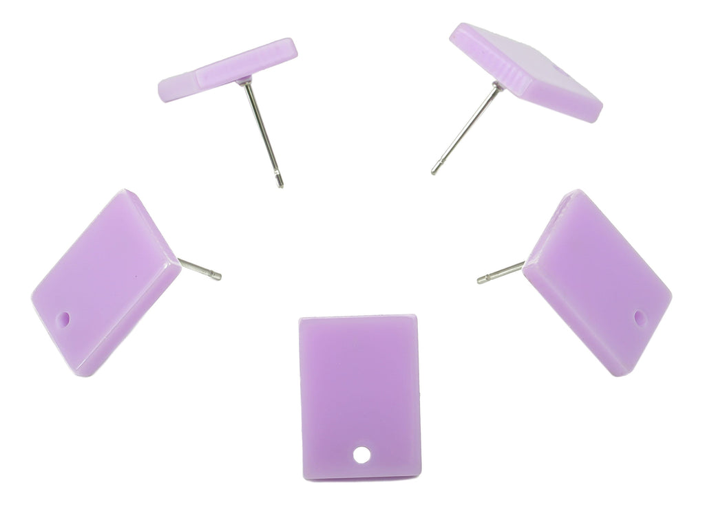 Acrylic Rectangle Earring Stud - Purple Earring Post - Surgical Stud - Jewelry Supplies - Color Code: A914- 15.66x11.8x3mm - AC1663-A914 - DOMEDBAZAAR