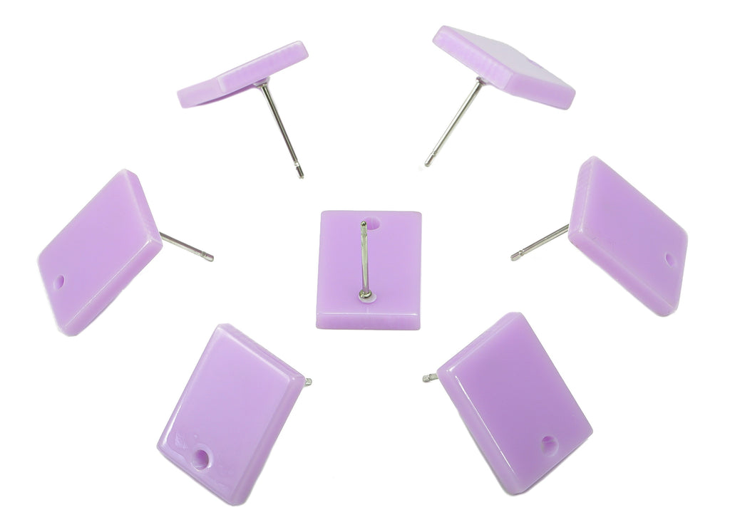 Acrylic Rectangle Earring Stud - Purple Earring Post - Surgical Stud - Jewelry Supplies - Color Code: A914- 15.66x11.8x3mm - AC1663-A914 - DOMEDBAZAAR