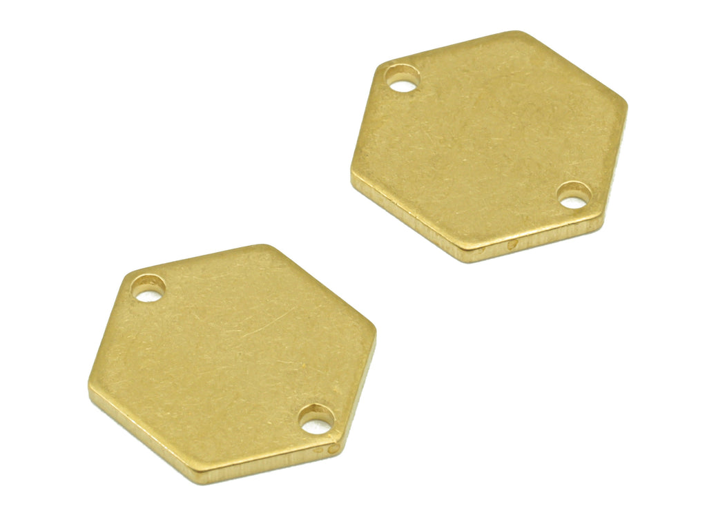 Brass Hexagon Connector - Raw Brass Hexagon Pendant - Stamping Blank Earring Charm - For Necklace -For Bracelet -13x11x 1.01mm- PP8594 - DOMEDBAZAAR