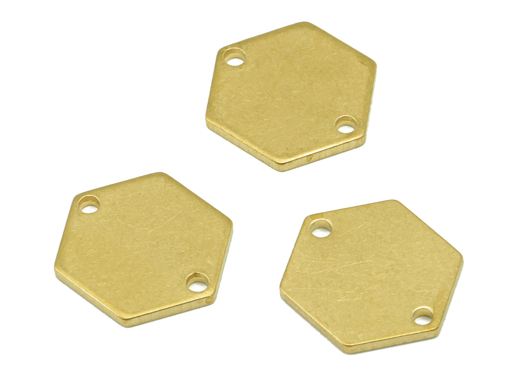 Brass Hexagon Connector - Raw Brass Hexagon Pendant - Stamping Blank Earring Charm - For Necklace -For Bracelet -13x11x 1.01mm- PP8594 - DOMEDBAZAAR