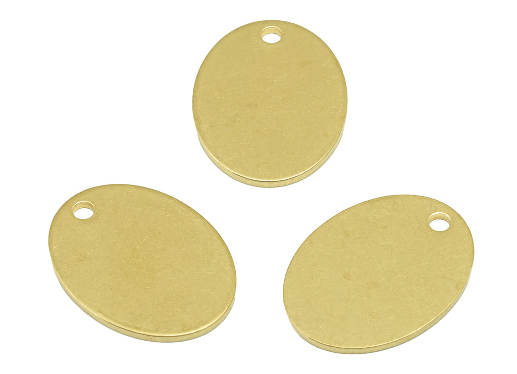 Brass Ellipse Earring Charm - Raw Brass Oval Pendant - Stamping Blank Earring Charm - For Necklace -For Bracelet -19x15.02x 0.98mm- PP8596 - DOMEDBAZAAR
