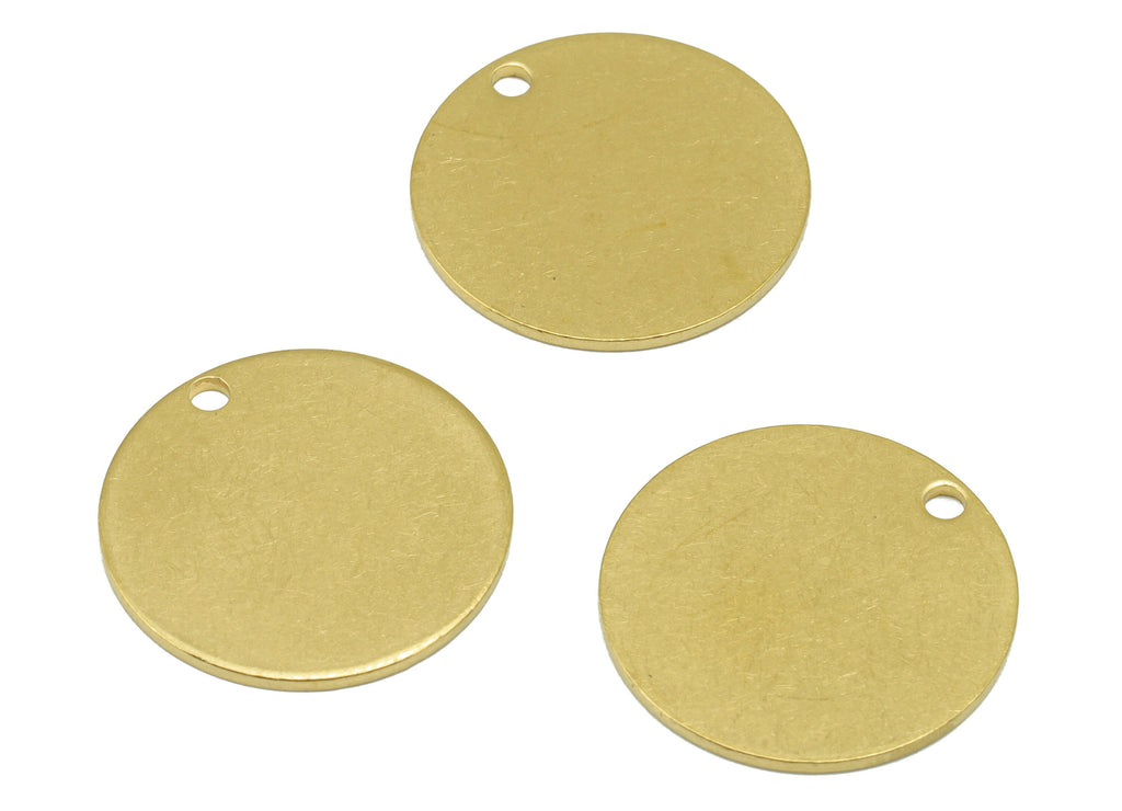 Brass Round Earring Charm - Raw Brass Circle Pendant - Stamping Blank Earring Charm - For Necklace -For Bracelet -20x20.4x0.98mm- PP8597 - DOMEDBAZAAR