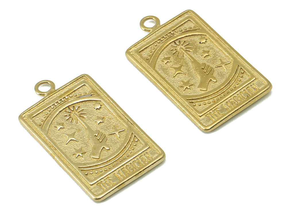 Brass Rectangle Earrings Charm -Raw Brass Magic starry sky Pendant-Magician Charm - For Necklace -Jewelry supplies -23 x13 x 1.38mm- PP8320 - DOMEDBAZAAR
