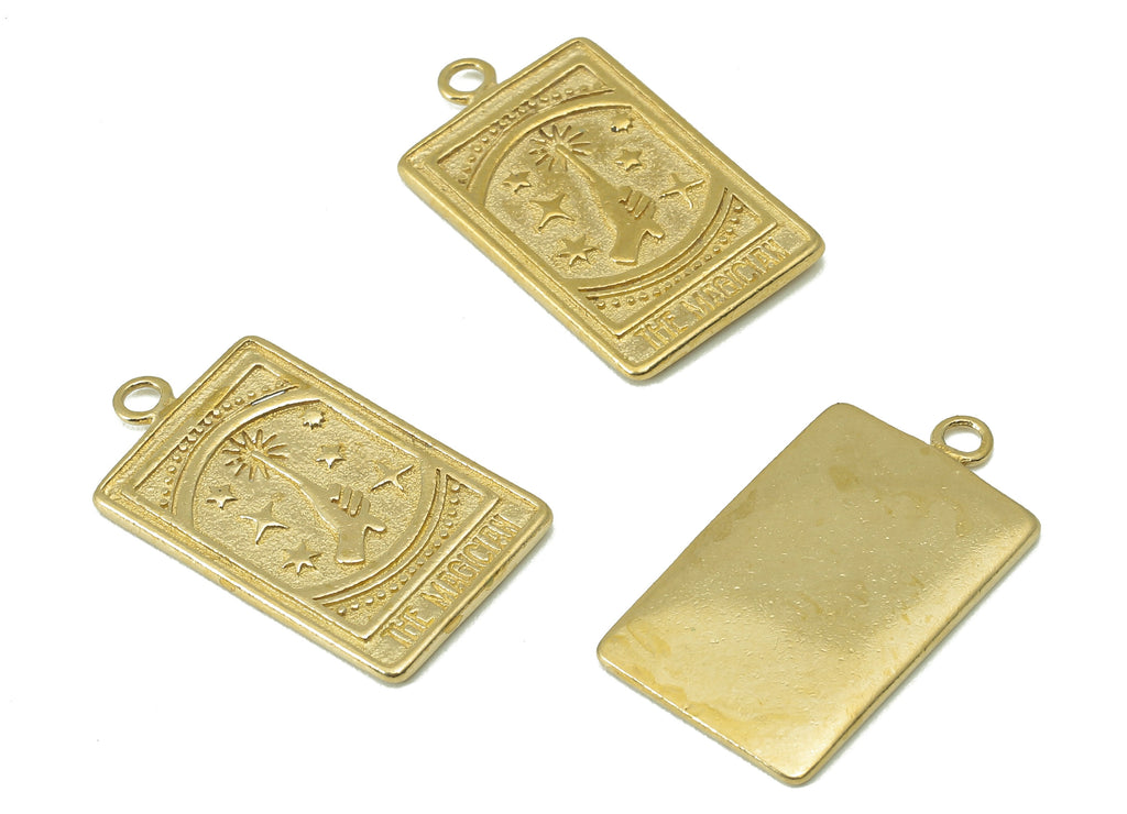 Brass Rectangle Earrings Charm -Raw Brass Magic starry sky Pendant-Magician Charm - For Necklace -Jewelry supplies -23 x13 x 1.38mm- PP8320 - DOMEDBAZAAR