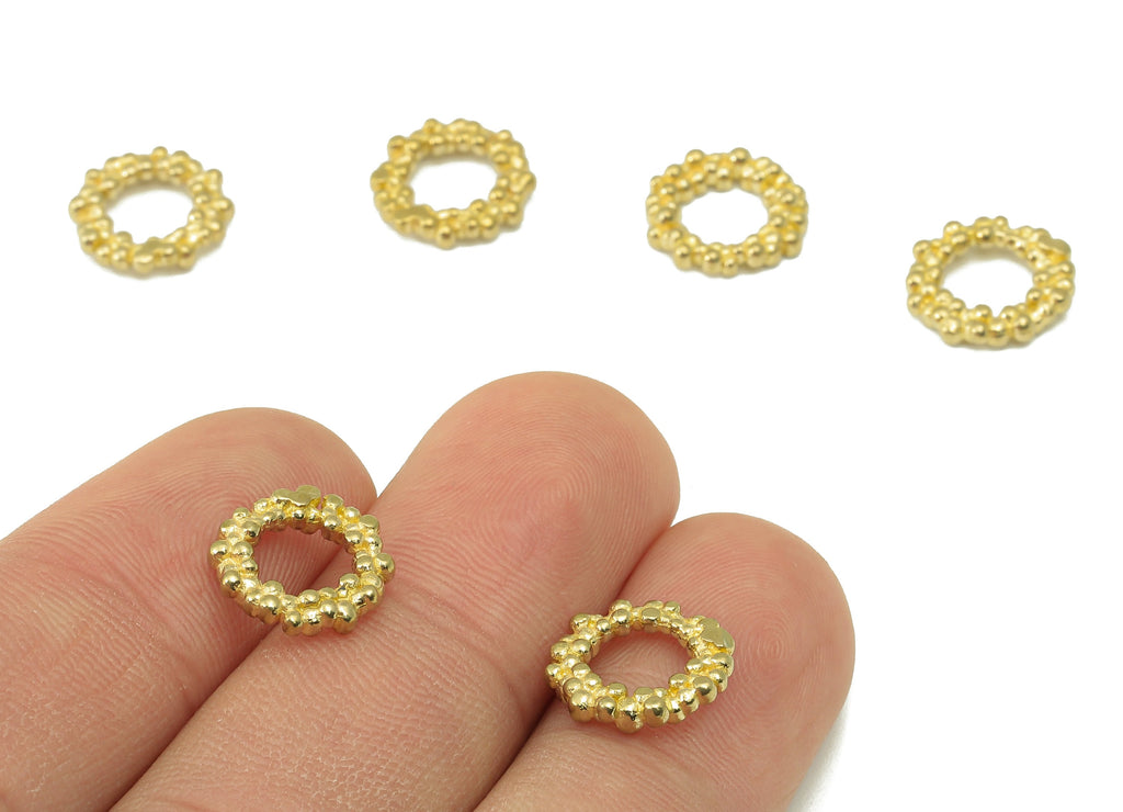 Brass Round Charm -Raw Brass Beaded Shape Hoop Earrings – Chunky Wide Shiny  Pendant-DIY For Jewelry Making-12x 12x 2.62mm-PP8350 - DOMEDBAZAAR
