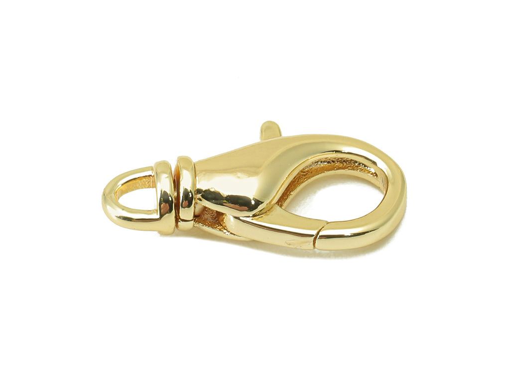 Brass Lobster Claw Clasps - Brass Parrot Clasp -Jewelry Supplies -For Necklace - 18K Real Gold Plating Brass - 15.64x 7.82x 3.97mm-RGP6086 - DOMEDBAZAAR