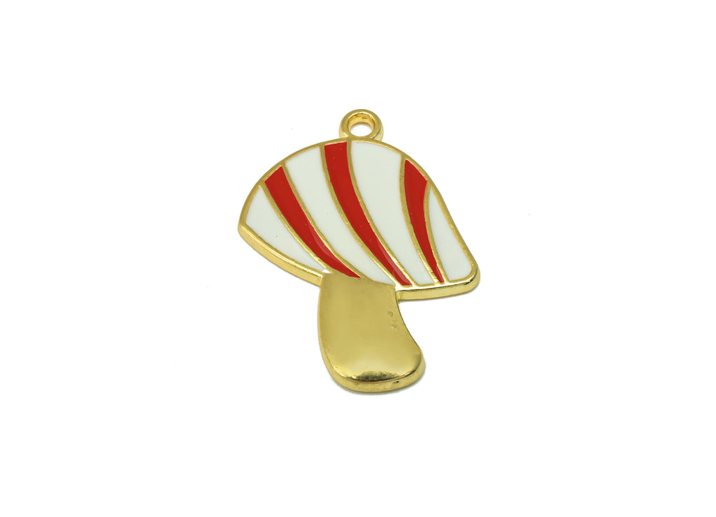 Alloy Mushroom Charms - Zinc Alloy Mushroom Earring - Bracelet Pendant - Enamel Pendant - Gold Tone Plated - 26.14x19.38 x 1.71mm- ZZ2031 - DOMEDBAZAAR