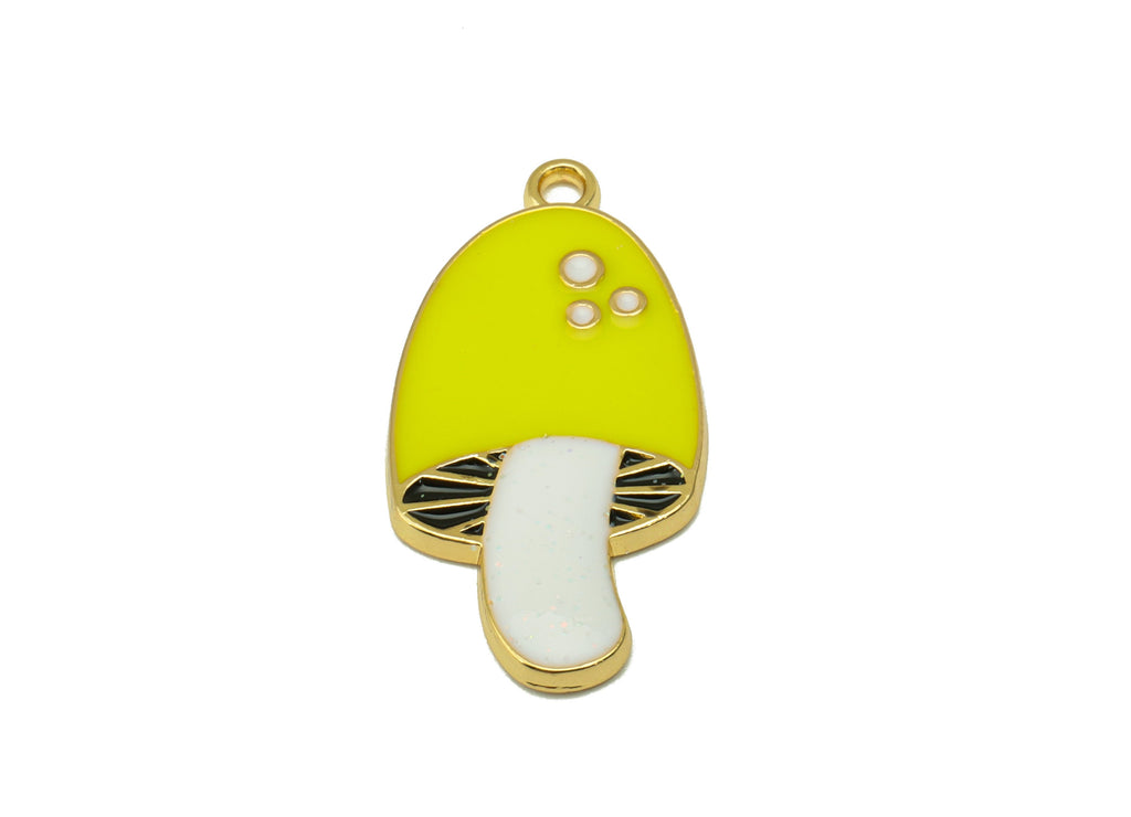 Alloy Mushroom Charms - Zinc Alloy Yellow Mushroom Earring - Bracelet Pendant - Enamel Pendant - Gold Tone Plated - 28.8x15x 1.97mm- ZZ2033 - DOMEDBAZAAR