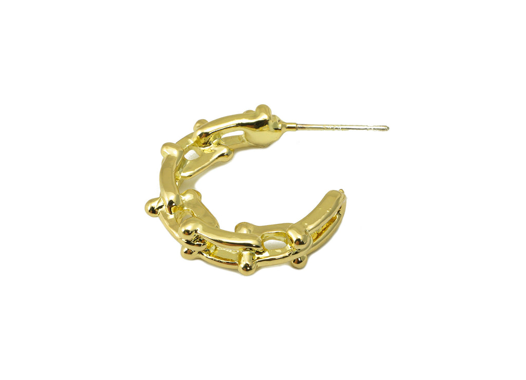 Alloy Hoop Earring Stud - Zinc Alloy Open Hoop Earring Post - Lock Chain C Hoop Earring Post -KC Gold Tone Plating - 29x22.7x4.74mm- ZZ2034 - DOMEDBAZAAR