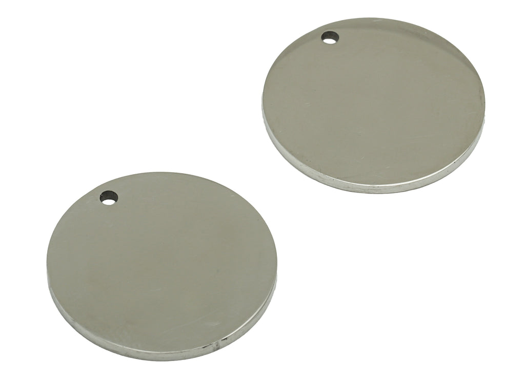 Stainless Steel Round Earring Charm - Steel Circle Pendant - 201 Stainless Steel- Stamping Black- For Necklace - 19x19x 1.13mm - SS1418-19 - DOMEDBAZAAR