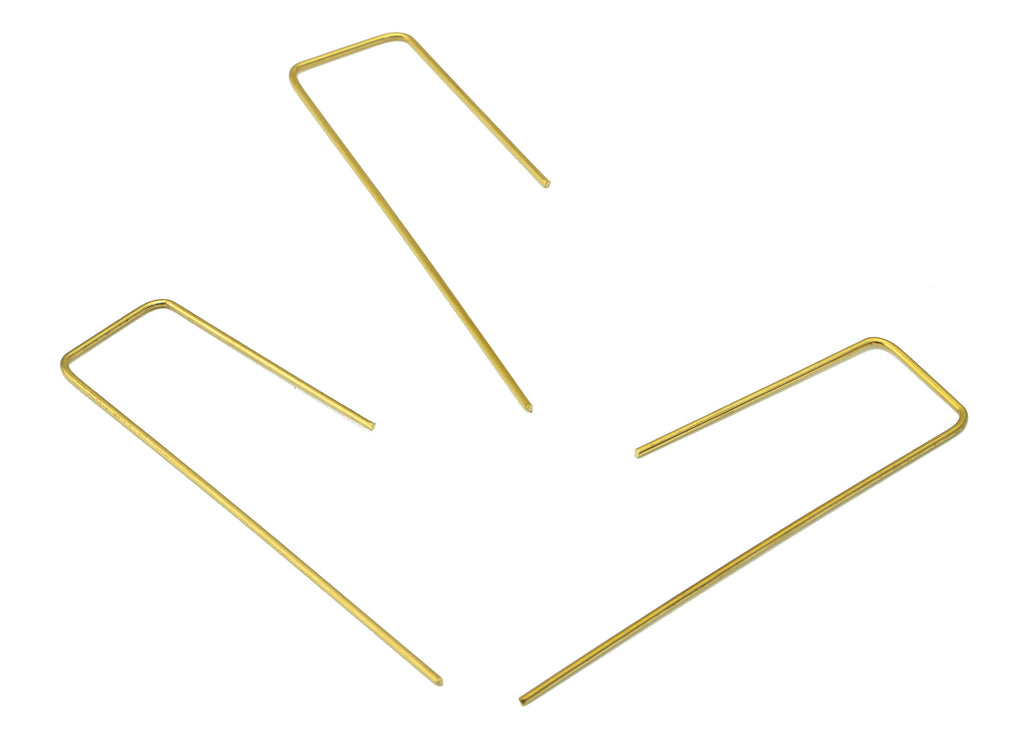 Brass Earring Wire Post - Brass Earring Wire Stud - Brass Wire Ear Hook - Raw Brass Geometric Earring Wires - 41.91x38x1mm- PP8567 - DOMEDBAZAAR
