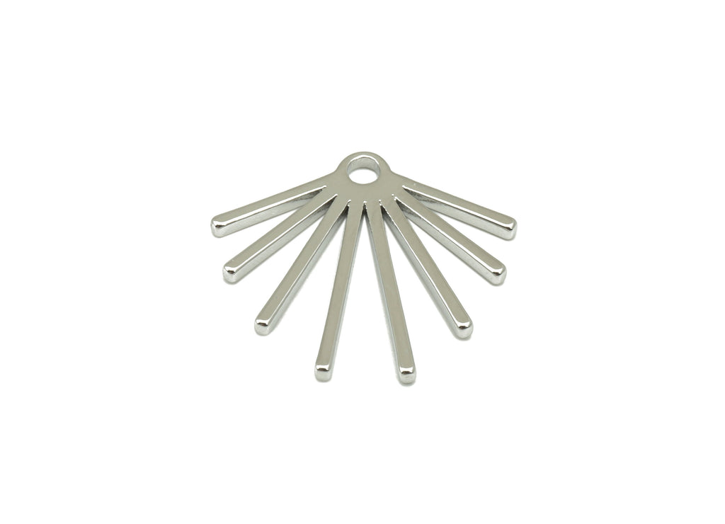Brass Fringe Earring Charms - Brass Fringe Pendant - Earring Findings - Making Supplies - 18K Real White Gold Plated -16x17x1mm- RGP6687S - DOMEDBAZAAR
