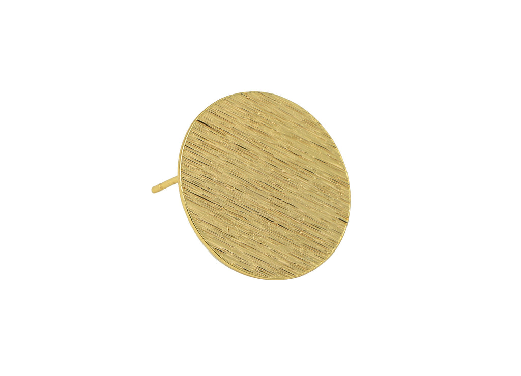 Brass Round Earring Stud - Brass Circle Earring Post - Brass Textured Post with Loop - 18K Real Gold Plated -20.48x20x4.38mm- RGP6690 - DOMEDBAZAAR