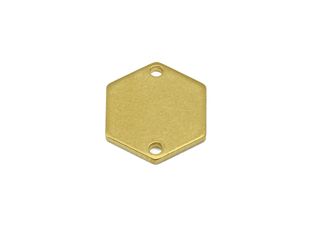 Brass Hexagon Connector - Raw Brass Hexagon Pendant - Stamping Blank Earring Charm - For Necklace -For Bracelet -13x11x 1.01mm- PP8594 - DOMEDBAZAAR