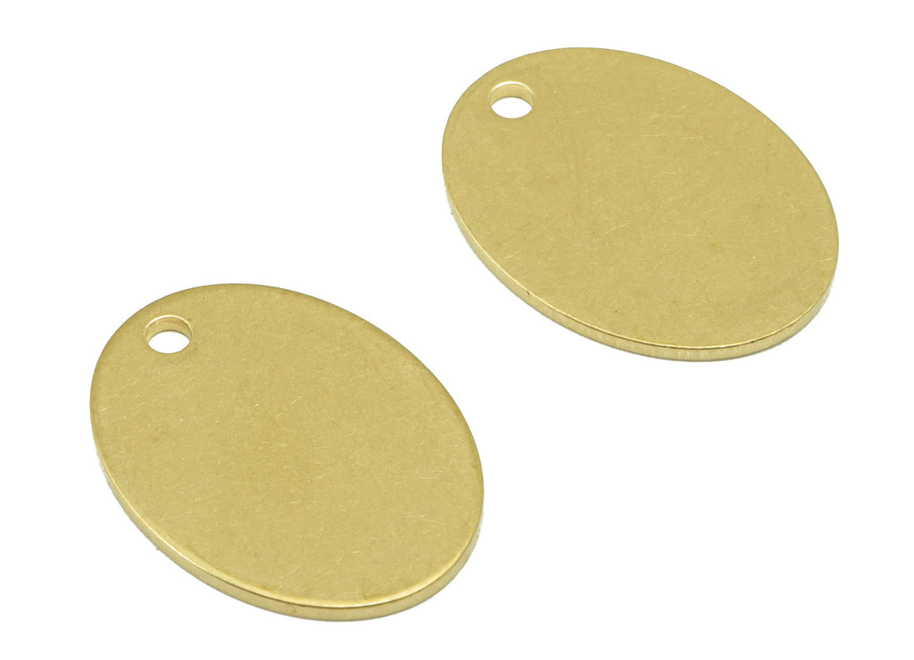 Brass Ellipse Earring Charm - Raw Brass Oval Pendant - Stamping Blank Earring Charm - For Necklace -For Bracelet -19x15.02x 0.98mm- PP8596 - DOMEDBAZAAR