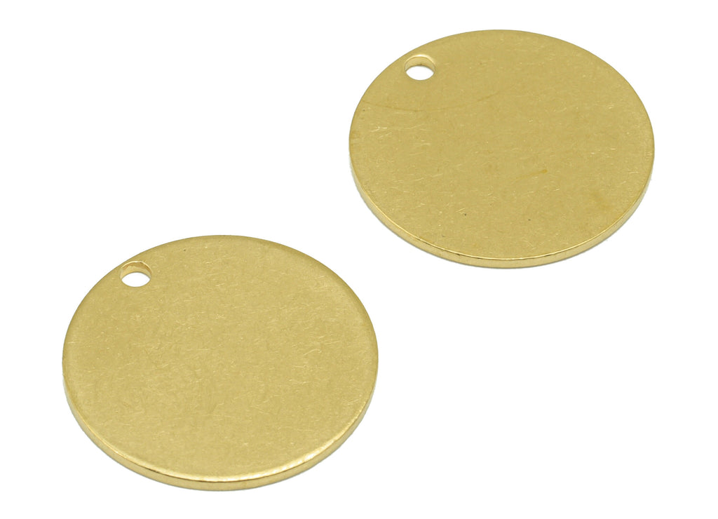 Brass Round Earring Charm - Raw Brass Circle Pendant - Stamping Blank Earring Charm - For Necklace -For Bracelet -20x20.4x0.98mm- PP8597 - DOMEDBAZAAR