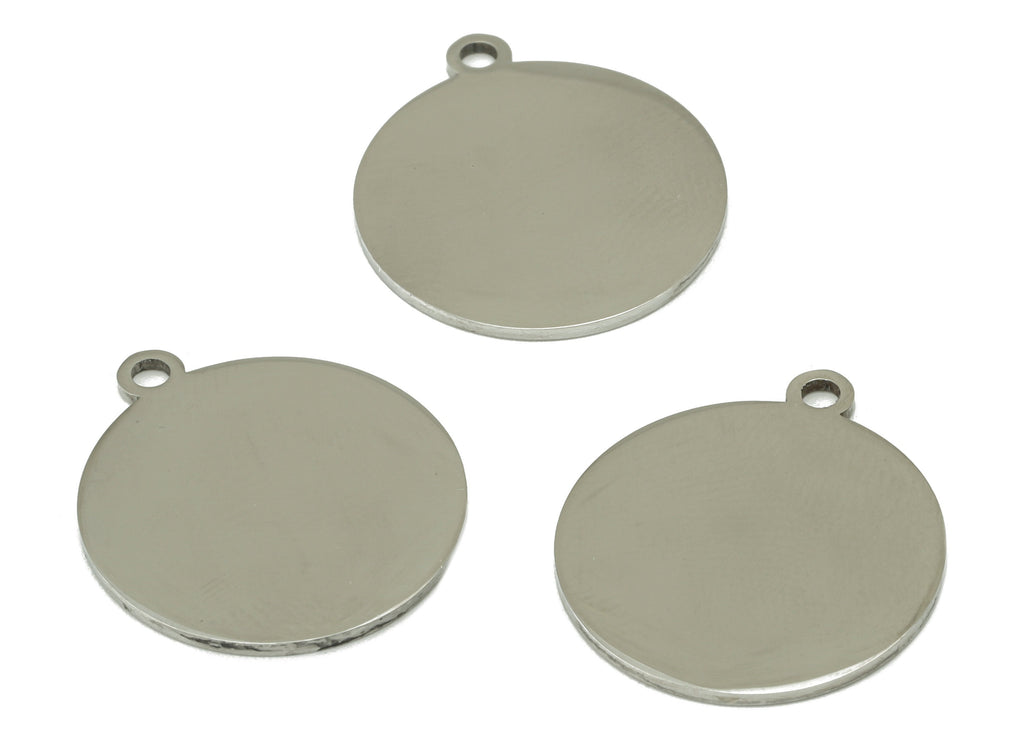 Stainless Steel Round Earring Charm - Steel Round Pendant -Circle Earring Charm - Stamping Blank - For Necklace -21.6x18.95x1mm- SS1461 - DOMEDBAZAAR